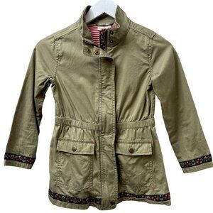 HANNA ANDERSSON Girls Jacket Size 8 Olive Green Utility Light Coat Cotton Kids W